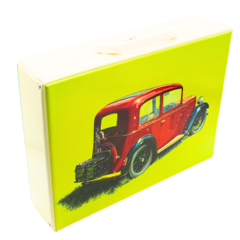 Oldtimer Kassettenkoffer,Vintage Rarität,Sammlerstück Hörspielkassetten,Austin Seven Rolls Royce,Nostalgie Kassettenkoffer